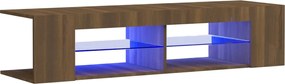 vidaXL Comodă TV cu lumini LED, stejar maro, 135x39x30 cm