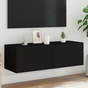 837296 vidaXL Comodă TV de perete cu lumini LED, negru, 100x35x31 cm