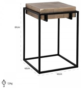 Masuta de cafea patrata din metal Calloway 61x42x42 cm aurie