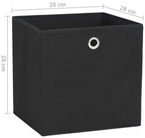 Cutii depozitare, 4 buc., negru, 28x28x28 cm, material netesut 4, Negru, 1, 1