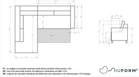 Colțar extensibil din catifea cu șezlong pe partea stângă Miuform Stylish Stan L, turcoaz