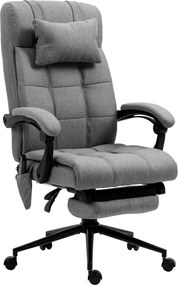 Vinsetto Scaun Birou cu Masaj și cu Încălzire, Fotoliu Birou cu Spătar Înclinabil 155°, Suport Picioare, 66x76x112-120cm,Gri | Aosom Romania