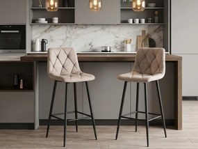 OFERTA Scaun de bar bej inchis NADO VELVET cu picioare negre Calitatea II