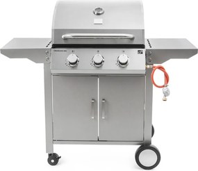 Grătar pe gaz OKLAHOMA BBQ, 3 arzătoare, cu regulator de presiune, argintiu Penta CZ