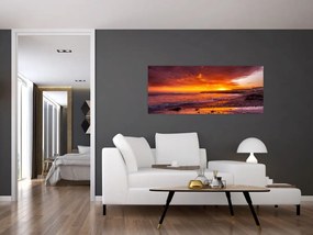 Tablou cu apus de soare la mare (120x50 cm)