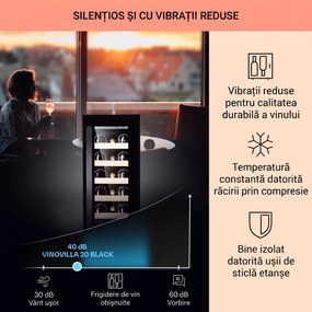 Klarstein Vinovilla 20, frigider pentru vin încorporat, 50 l / 20 sticle, ușă de sticlă, oțel inoxidabil