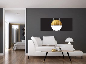 Tablou - Abstracție de aur și negru N⁰1 (120x50 cm)