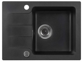 Chiuvetă din granit Coast 25 cu o cuvă, tip picurare, neagră