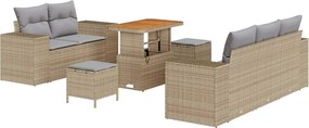 vidaXL Set de canapele pentru grădină 8 pcs Beige și gri deschis