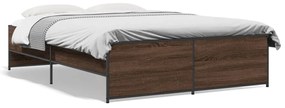 3279901 vidaXL Cadru de pat, stejar maro, 140x190 cm, lemn prelucrat și metal