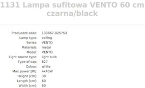 Plafoniera design modern Vento negru