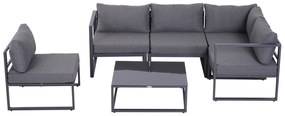 Outsunny set mobilier grădină 6 piese, canapele, colțar, masă auxiliară, aluminiu poliester, perne, pentru 4-5 Persoane | Aosom Romania