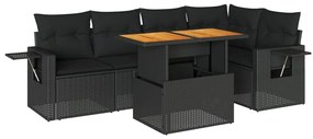 3327149 vidaXL Set mobilier de grădină cu perne, 6 piese, negru, poliratan