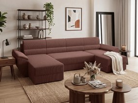 Coltar extensibil in forma de U TAVERO, roz inchis, 321x140 cm