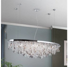 Lustră de cristal pe cablu Orion CRYSTALRIVER 21xG9/40W/230V crom lucios