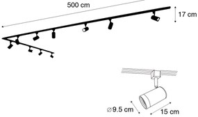 Sistem de șine inteligent negru monofazat 10 lumini inclusiv Wifi GU10 - Jeana
