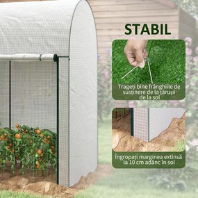 Outsunny Seră de Grădină, Seră pentru Plante cu 2 Uși Batante Rulante, Acoperire PE, Anti-UV, 2x1x1,78 m, Alb | Aosom Romania