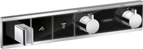 Baterie dus incastrata Hansgrohe RainSelect termostatata negru - crom cu 2 functii cu porter