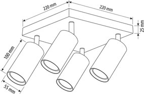 Brilagi - Spot SELE SQUARE 4xGU10/30W/230V alb/decor stejar