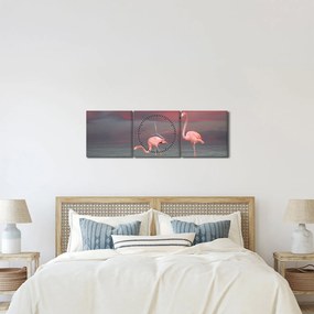 Tablou - Flamingo (cu ceas) (90x30 cm)