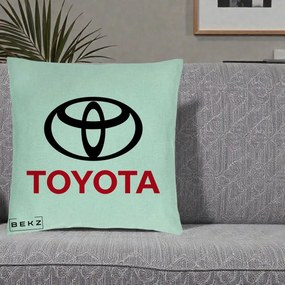 Perna Personalizata cu emblema Toyota, 40x40 cm, Verde Menta, Husa Detasabila, Perna Inclusa, BEKZ®