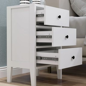 HOMCOM Lot de 2 noptiere, mese auxiliare, 3 sertare pentru cameră din lemn 40L x 30l x 64Î cm alb | Aosom Romania
