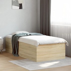 vidaXL Cadru de pat, stejar sonoma, 90x200 cm, lemn prelucrat