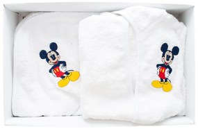 Set de baie pentru bebelusi, cu 3 piese, brodat cu Mickey Mouse, Alb- SDB-09