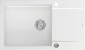 Chiuveta compozit incastrata Quadron Unique Evan 136 XL alb - inox 86x50 cm