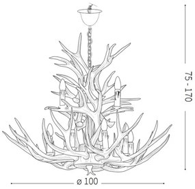 Ideal Lux - Candelabru CHALET 12xE14/40W/230V pe lanț, design coarne