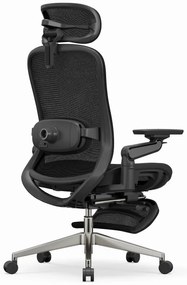 SYNO-H-MF Scaun ergonomic, suport lombar cu Masaj, sezut translatabil, cotiere 6D, tetiera 2D, suport picioare, Mesh, Negru