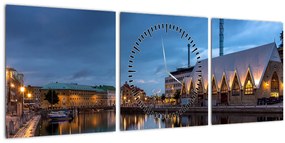 Tablou cu canalul - Göteborg (cu ceas) (90x30 cm)