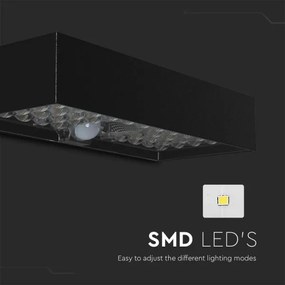Aplică LED solară cu senzor LED/6W/3,7V IP65 4000K negru