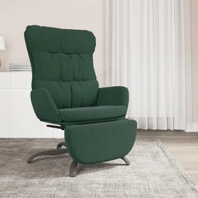 3097599 vidaXL Scaun de relaxare cu taburet, verde închis, material textil
