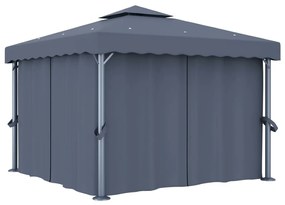 Pavilion cu perdea, antracit, 3 x 3 m, aluminiu Antracit, 3 x 3 m