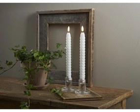 Set de 2 lumânări cu LED din ceară albă Star Trading Flamme Swirl Antique, înălțime 25 cm