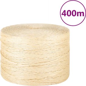 vidaXL Frânghie, 400 m, sisal 100%, 3 mm