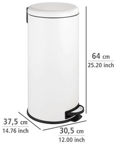 Coș de gunoi alb cu pedală din oțel 30 l Leman – Wenko