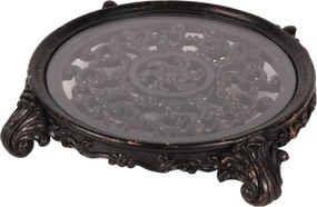 Tavă decorativă rotundă din polirășină și sticlă, negru, 5 x 29 cm, „Rivage”