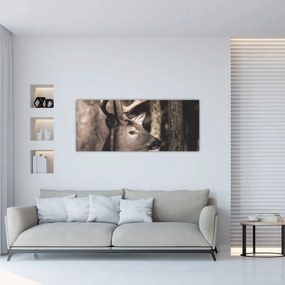 Tablou - Cerb în pădure (120x50 cm)