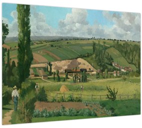Tablou pe sticlă - Camille Pissarro, Landscape at Les Pâtis, Pontoise, reproducere (70x50 cm)