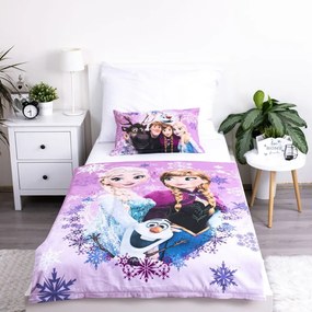 Lenjerie de pat pentru copii din bumbac pentru pătuț 100x135 cm Frozen "Purple" – Jerry Fabrics