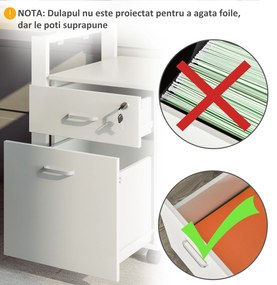 Vinsetto Fiset Compact din PAL cu 2 Sertare și 5 Roti, Dulap de Birou cu Încuietoare, Design Modern, Culoare Lemn | Aosom Romania