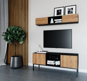 Comodă TV cu doua usi si doua rafturi, 120x50 cm, Lanzzi, Eltap (Culoare: Lemn maro)