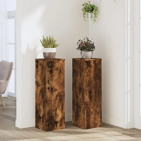 vidaXL Suporturi de plante 2 buc. stejar fumuriu 25x25x80 cm lemn