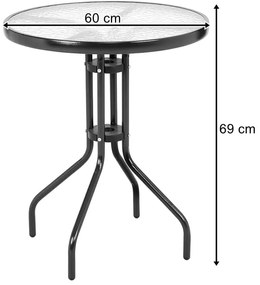 Set de gradina TAVERNO ISLAND - 2 scaune si masa rotunda, negru/gri