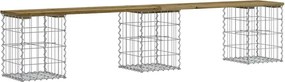 vidaXL Bancă grădină, design gabion, 203x31x42 cm, lemn pin impregnat