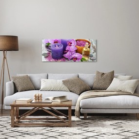 Tablou cu orhidee și lumănări (120x50 cm)