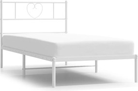 vidaXL Cadru de pat metalic fără saltea, cu tăblie, alb, 75x190 cm