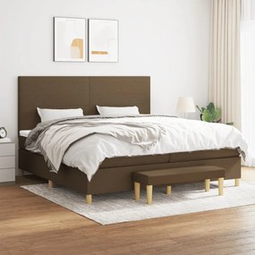 vidaXL Pat box spring cu saltea, maro închis, 200x200 cm, textil
